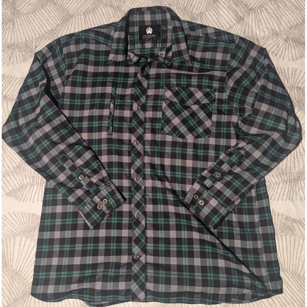Alaskan HardGear Flannel Shirt Men's 2XL-Tall Green Plaid Industrial Carpenter